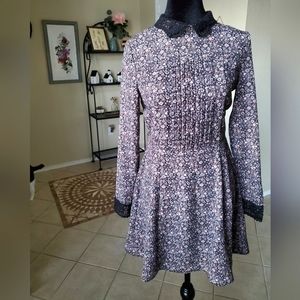H&M DIVIDED Floral Peter Pan Collar Fit and Flare Dress Sz 4